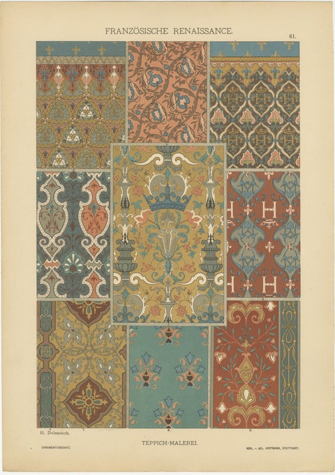 Grid of French Renaissance Artistic Designs, Published in 1887, view 8