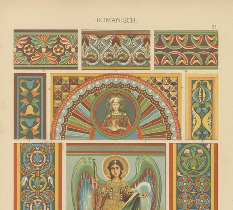 Romanesque Manuscript and Mural Art from Ornamentenschatz, 1887, close-up 2