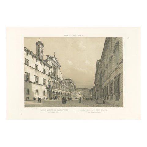 Rome Piazza Santi Apostoli, Grand Architectural View, Benoist 1869