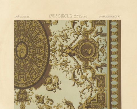 17th Century Ceiling Ornament, Baroque Interior Panel with Grotesques, ca.1869, close-up 1