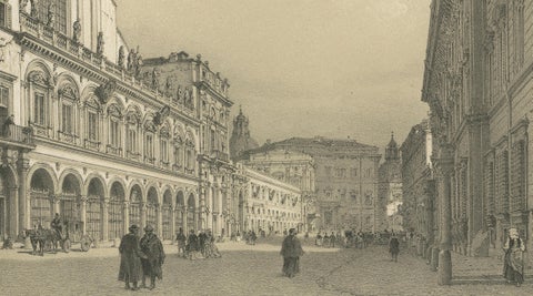Rome Piazza Santi Apostoli, Grand Architectural View, Benoist 1869, close-up 6