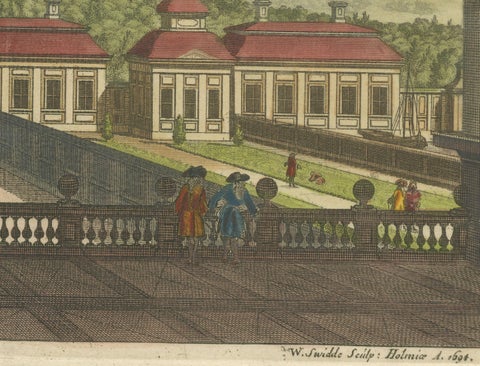 Salsta Castle in Pastoral Uppland, Sweden: A Dahlberg Engraving, 1694, close-up 1