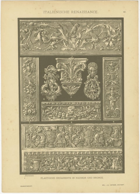 Triptych of Italian Renaissance Artistic Designs, Published in 1887, view 3