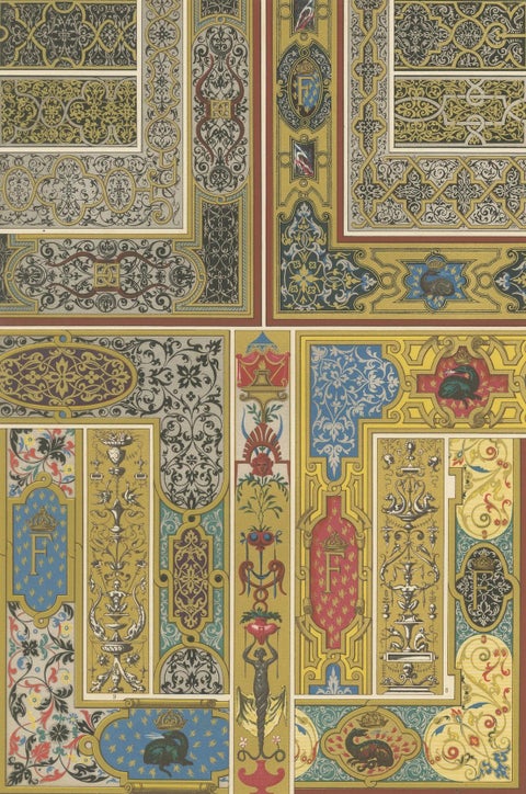 Renaissance Panel Ornament, 16th Century Decorative Design, Plate LXX, 1869, close-up 5