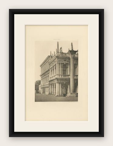 Pl. 21 Antique Print of the Column of San Todaro in Venice, circa 1890, shown framed