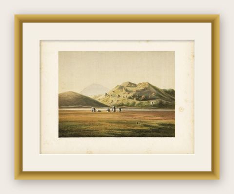 Antique Print of Siva Temples (Java), near Gunung Pangerang, Java, 1888, shown framed