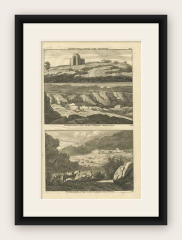 Old and Rare Original Engravings of Ruins in India, 1711, shown framed