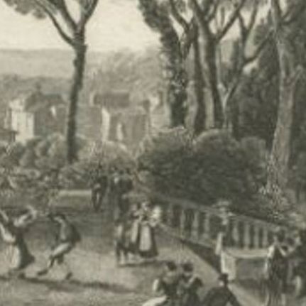 Antique Print of the Villa D'este in Tivoli by Audot, C.1860, close-up 1