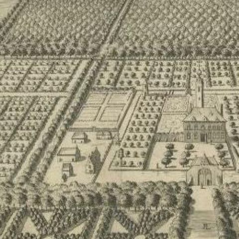 Antique Print of the Rijnsburg Estate by Smallegange, 1696, close-up 2