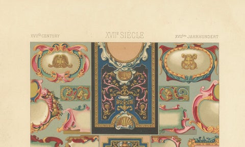 17th Century French Cartouches, Ornamental Baroque Frames, Plate LXXVII, 1869, close-up 2