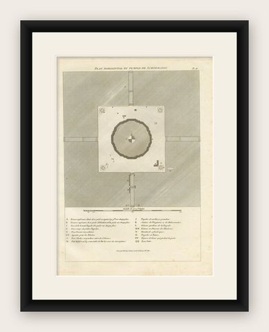 Original Antique Engraving of a Burmese Temple, ca.1800, shown framed