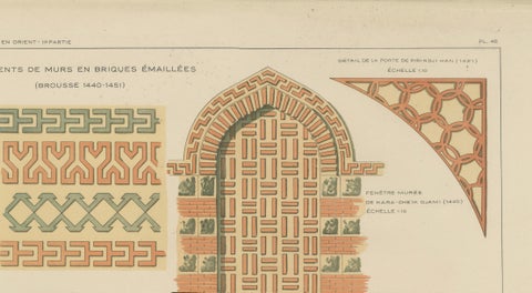 Antique Ottoman Glazed Brick Ornament Print, Bursa & İnegöl, Published in 1924, close-up 6