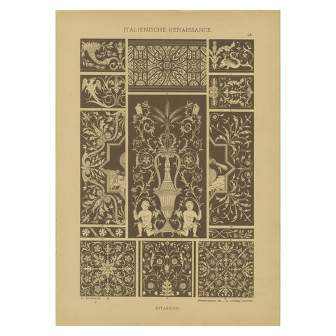 Italian Renaissance Inlay Work Designs from Ornamentenschatz, 1887