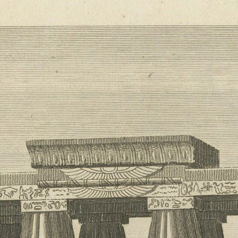 Antique Copperplate Engraving of Ruins of the Temple of Hermopolis, 1820, close-up 4