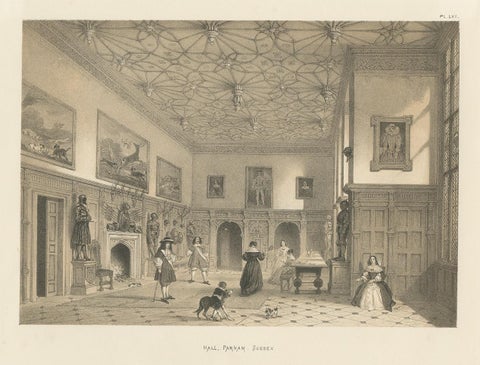 Antique Print of the Great Hall of Parham House by Nash, circa 1870, view 3