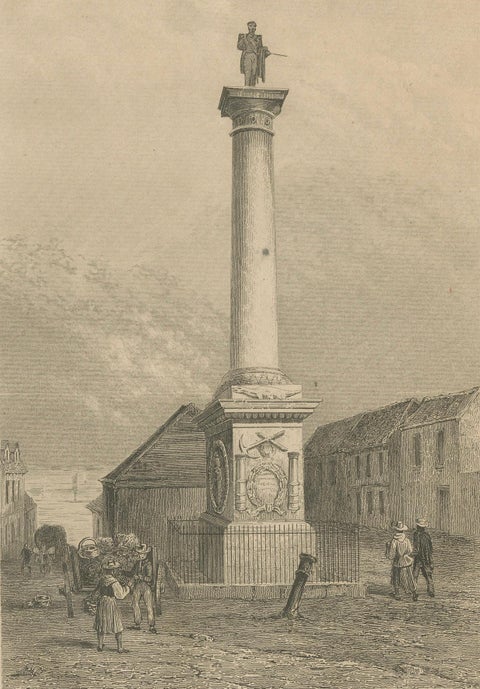 Antique Print of Nelson’s Monument in Montreal, 19th Century Canada Scene, close-up 6