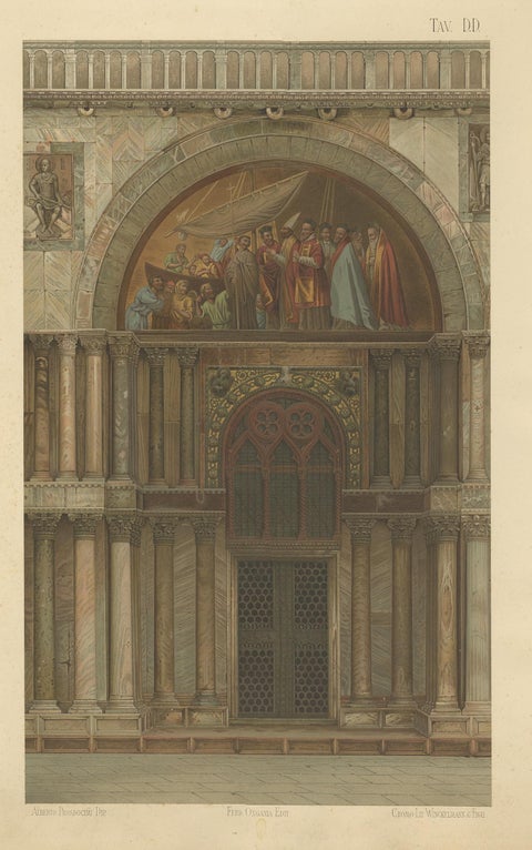 Pl. 7 Antique Print of the Portal of San Clemente of the Basilica of San Marco, view 2