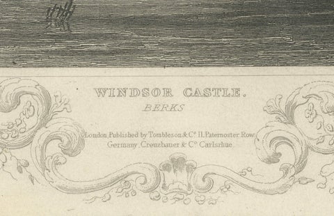 Antique engraving of Windsor Castle on the Thames, Berkshire, Tombleson, c.1832, close-up 1