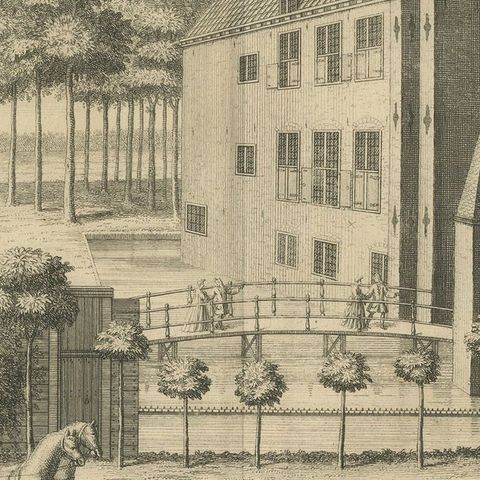 Antique Print of Westerbeek Castle, The Hague in The Netherlands, close-up 5