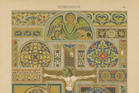 Romanesque Manuscript and Mural Art from Ornamentenschatz, 1887, close-up 4