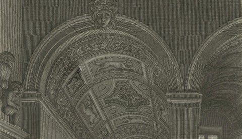 Antique Institut de France Grand Staircase Interior Print, Baltard 1803, close-up 4