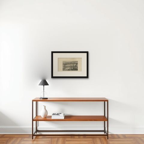Antique Print of the Top of the Arch of Claudius in Rome 'c.1770', shown framed on a wall, true to size