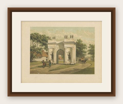 Antique Print of the Castle Gate of Batavia by M.T.H. Perelaer, 1888, shown framed
