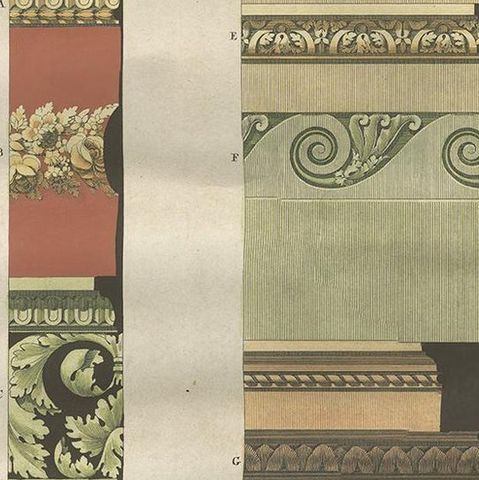 Antique Architecture Print of Ornaments 'Tav. X' by Albertolli, close-up 2