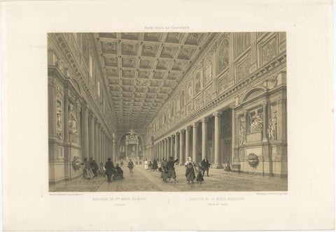 Basilica of Santa Maria Maggiore Interior, Rome, Benoist 1869 Lithograph, view 2