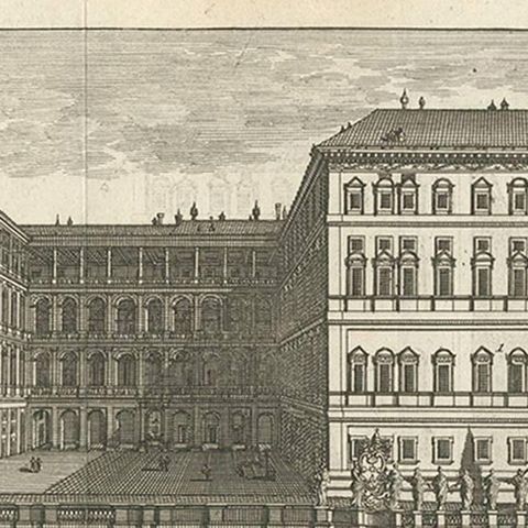 Antique Print of the Apostolic Palace in Rome by M. de Bruyn, 1779, close-up 1
