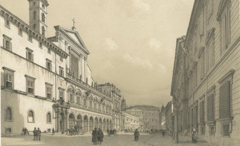 Rome Piazza Santi Apostoli, Grand Architectural View, Benoist 1869, close-up 3