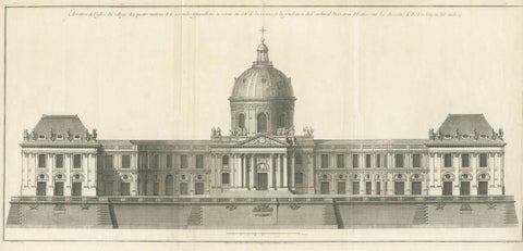 Antique Print of the Facade of the Collège des Quatre-Nations by Mariette '1738', view 2