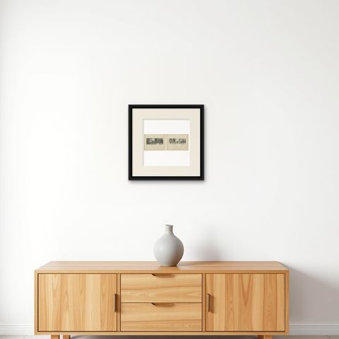 Italian Renaissance Street Scenes, Set of 2 Decorative Engravings, ca.1880, shown framed on a wall, true to size