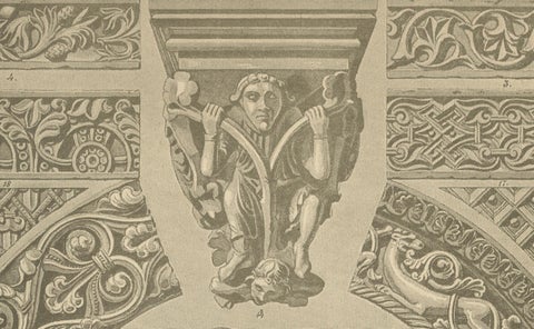 Byzantine and Romanesque Architectural Ornament Print by H. Dolmetsch, 1887, close-up 3