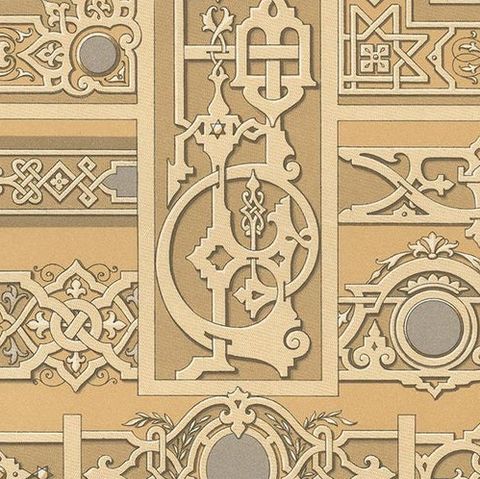 Pl. 69 Antique Print of Russian Motifs from Metalwork Ornaments by Racinet, close-up 1