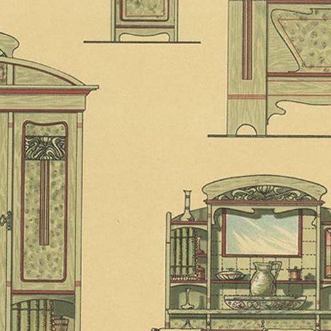 Pl. 29 Antique Print of Bedroom Furniture by Kramer, circa 1910, close-up 2