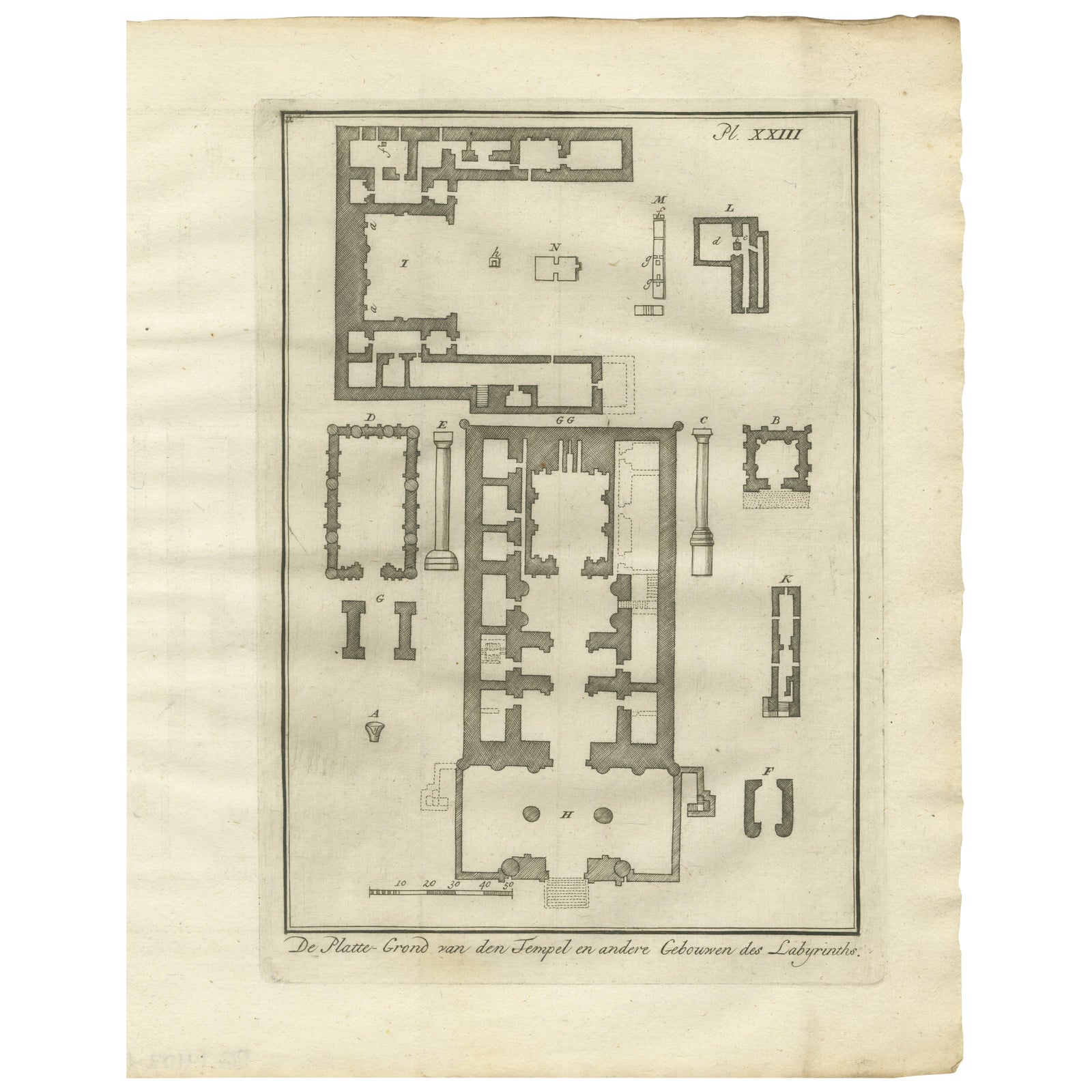 Temple and Buildings of the Labyrinth, Hawara, Floor Plan Engraving, Egypt 1776