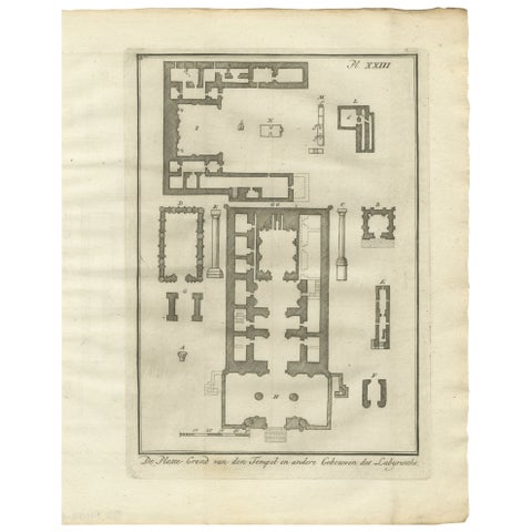 Temple and Buildings of the Labyrinth, Hawara, Floor Plan Engraving, Egypt 1776
