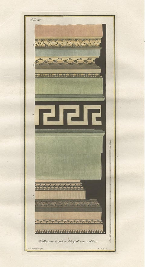 Antique Architecture Print of Ornaments 'Tav. VIII' by Albertolli, view 4