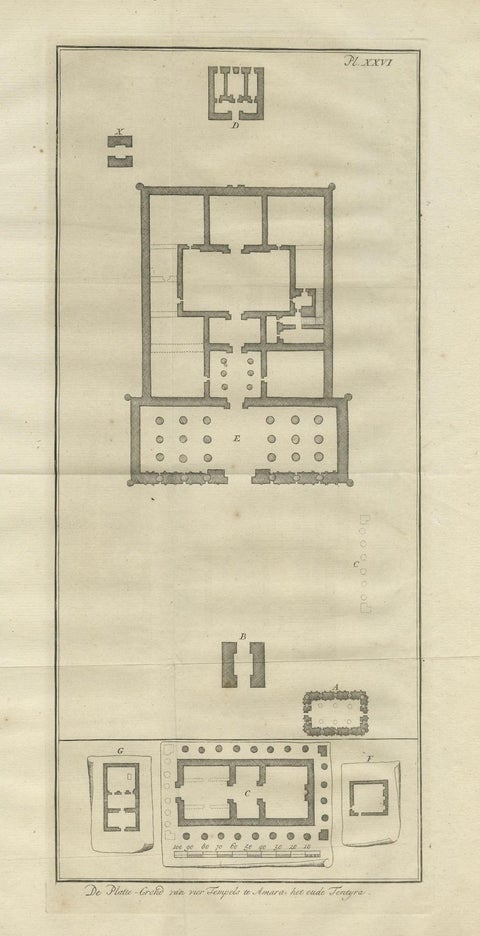 Ancient Temple Plans at Amara and Tentyra, Egyptian Architecture c.1710, close-up 5