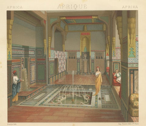 Cairo Summer Salon Interior, Egypt 1888, Racinet Afrique Print, close-up 3