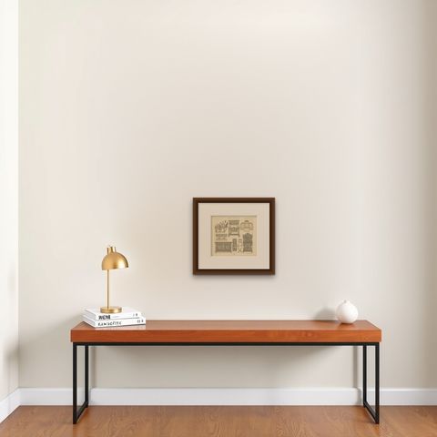 Pl. 48 Antique Print of European XVIth Century Furniture by Racinet, circa 1880, shown framed on a wall, true to size
