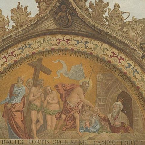 Antique Print of San Pietro of the Basilica of San Marco, Venice, Italy, 1881, close-up 2