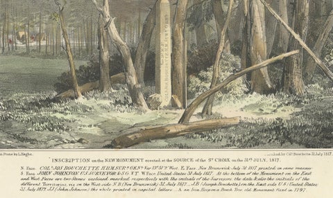 Boundary Marker at St. Croix River Source, 1817, A Historic Diplomatic Monument, close-up 3