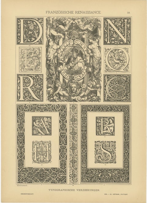Grid of French Renaissance Artistic Designs, Published in 1887, view 10