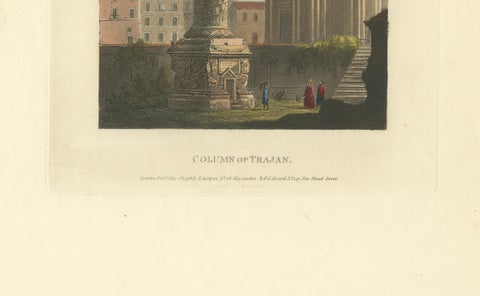 Column of Trajan, Rome, Original Hand-Colored Engraving, 1798, close-up 5