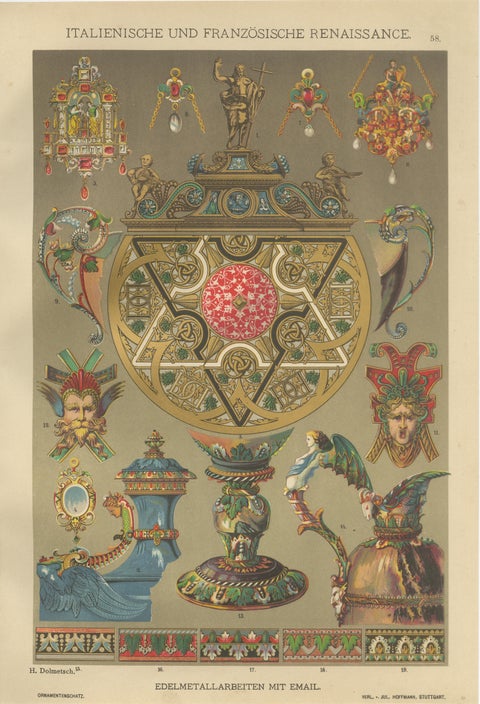 French and Italian Renaissance Ornament Prints by H. Dolmetsch, 1887, Set of 4, view 2