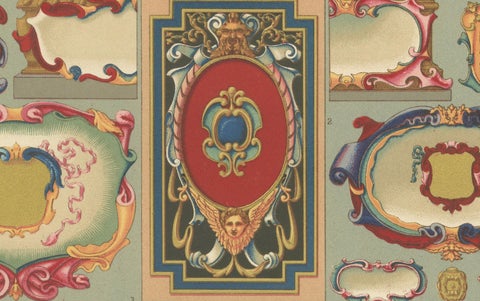 17th Century French Cartouches, Ornamental Baroque Frames, Plate LXXVII, 1869, close-up 5