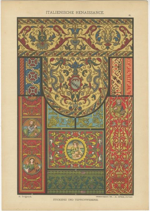 Compilation of Original Italian Renaissance Artistic Designs, Published in 1887, view 2
