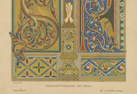 Romanesque Manuscript and Mural Art from Ornamentenschatz, 1887, close-up 3